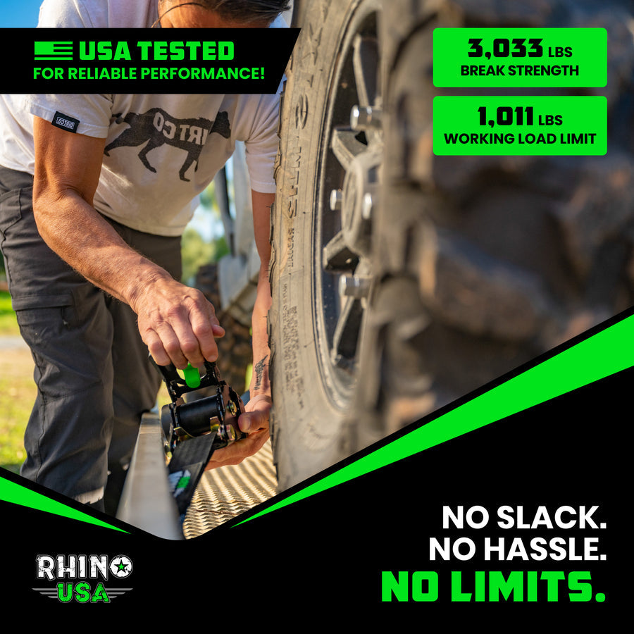 Rhino USA 2" x 10' Retractable Ratchet Straps - Harbor Town Honda & Polaris
