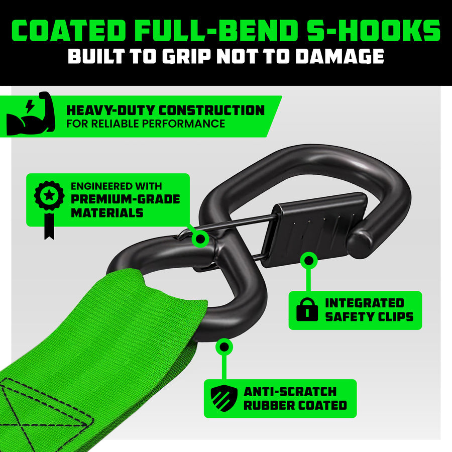 Rhino USA 1" x 10' Retractable Ratchet Straps (4-pack) - Harbor Town Honda & Polaris