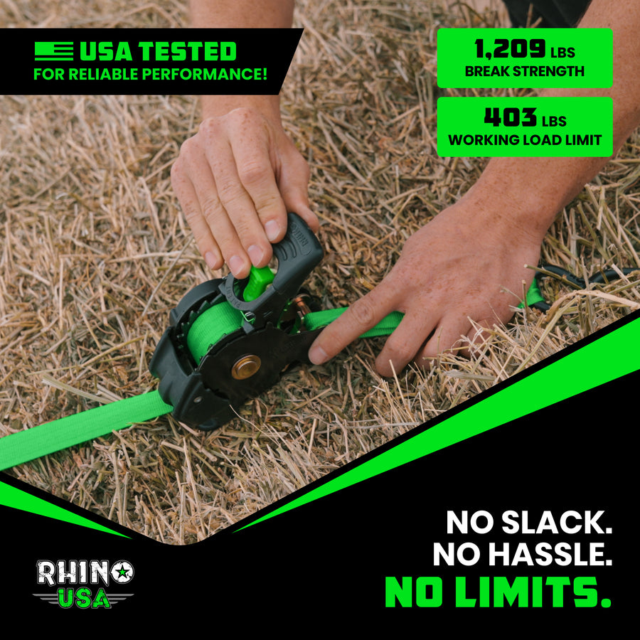 Rhino USA 1" x 10' Retractable Ratchet Straps (4-pack) - Harbor Town Honda & Polaris