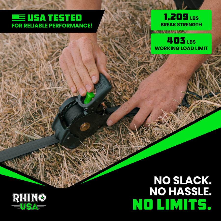 Rhino USA 1" x 10' Retractable Ratchet Straps - Harbor Town Honda & Polaris