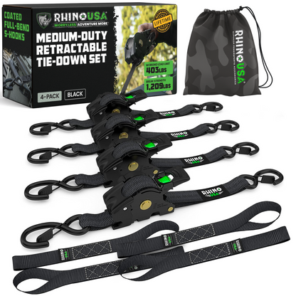 Rhino USA 1" x 10' Retractable Ratchet Straps - Harbor Town Honda & Polaris
