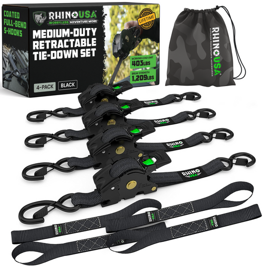 Rhino USA 1" x 10' Retractable Ratchet Straps - Harbor Town Honda & Polaris