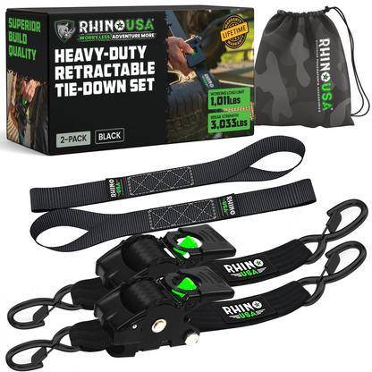 Rhino USA 2" x 10' Retractable Ratchet Straps - Harbor Town Honda & Polaris