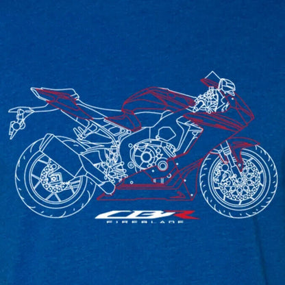 Official Honda CBR Fireblade Blueprint Tee - Blue - Harbor Town Honda & Polaris