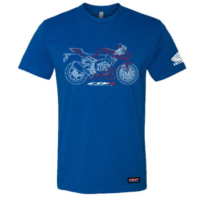 Official Honda CBR Fireblade Blueprint Tee - Blue - Harbor Town Honda & Polaris