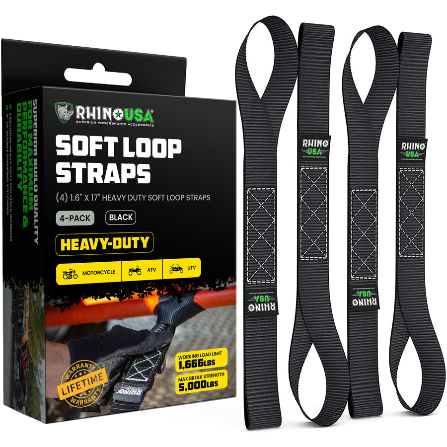 Rhino USA 1.6" x 17" Soft Loop Tie-Down Straps (4-Pack) - Harbor Town Honda & Polaris