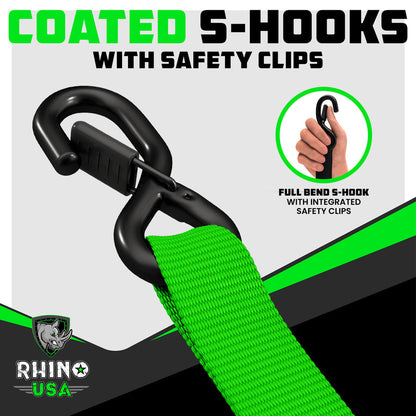 Rhino USA 1.6" x 15' HD Ratchet Tie-Down Set (4-Pack) - Harbor Town Honda & Polaris