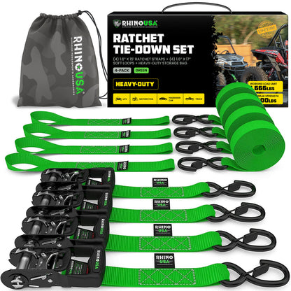 Rhino USA 1.6" x 15' HD Ratchet Tie-Down Set (4-Pack) - Harbor Town Honda & Polaris