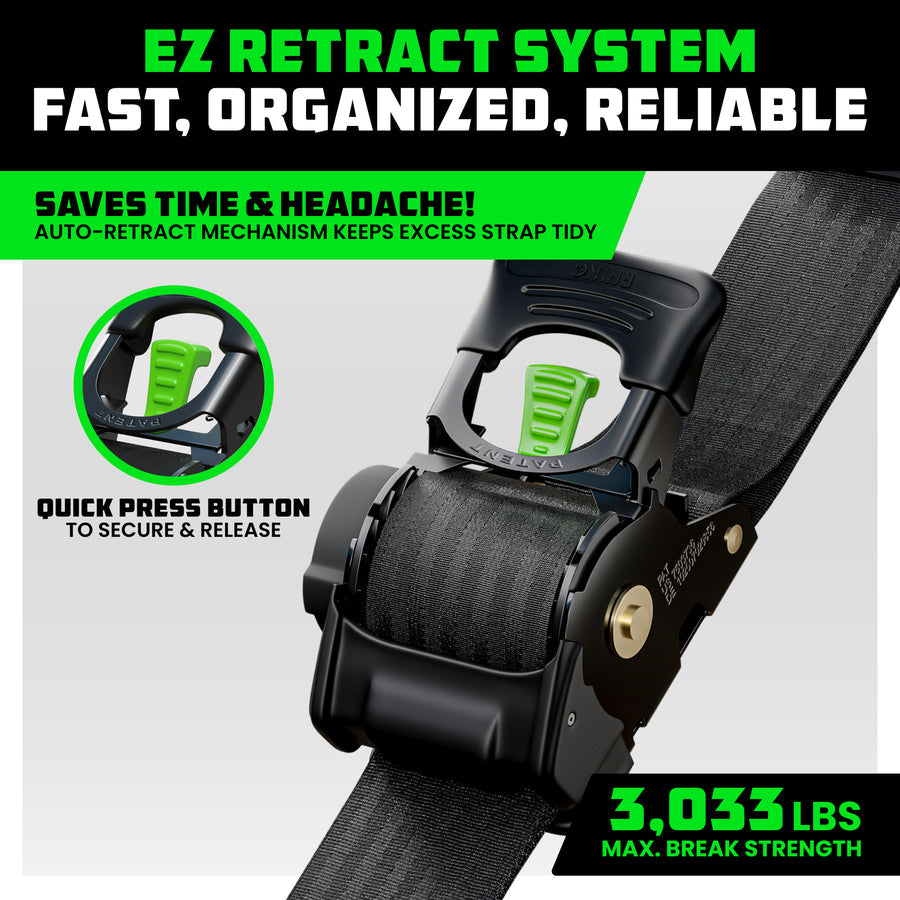 Rhino USA 2" x 10' Retractable Ratchet Straps (2-pack) - Harbor Town Honda & Polaris