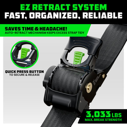 Rhino USA 2" x 10' Retractable Ratchet Straps (2-pack) - Harbor Town Honda & Polaris