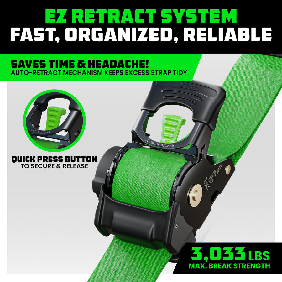 Rhino USA 2" x 10' Retractable Ratchet Straps (4-pack) - Harbor Town Honda & Polaris
