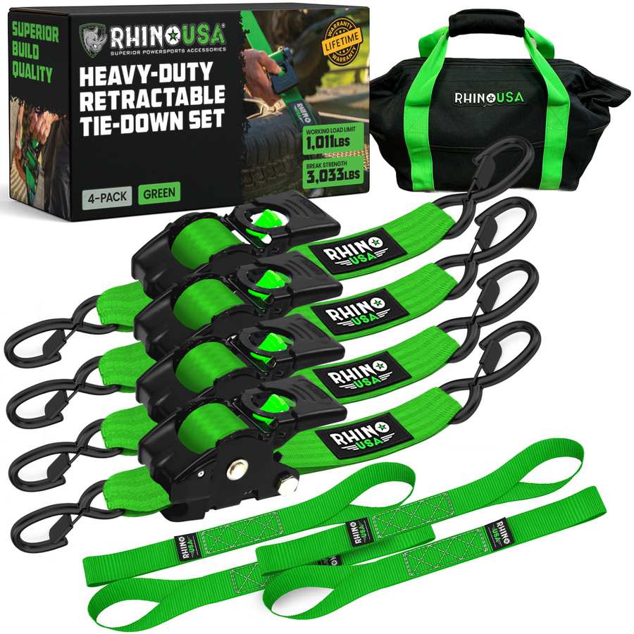 Rhino USA 2" x 10' Retractable Ratchet Straps (4-pack) - Harbor Town Honda & Polaris