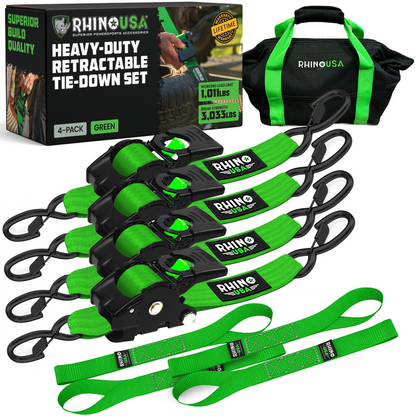 Rhino USA 2" x 10' Retractable Ratchet Straps (4-pack) - Harbor Town Honda & Polaris