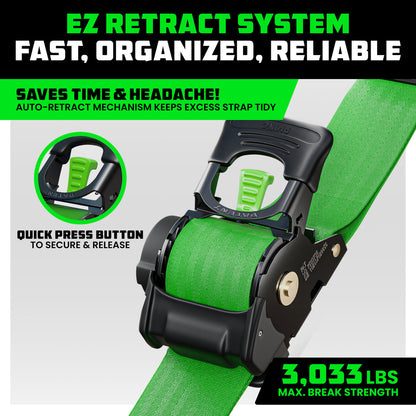 Rhino USA 2" x 10' Retractable Ratchet Straps (2-pack) - Harbor Town Honda & Polaris