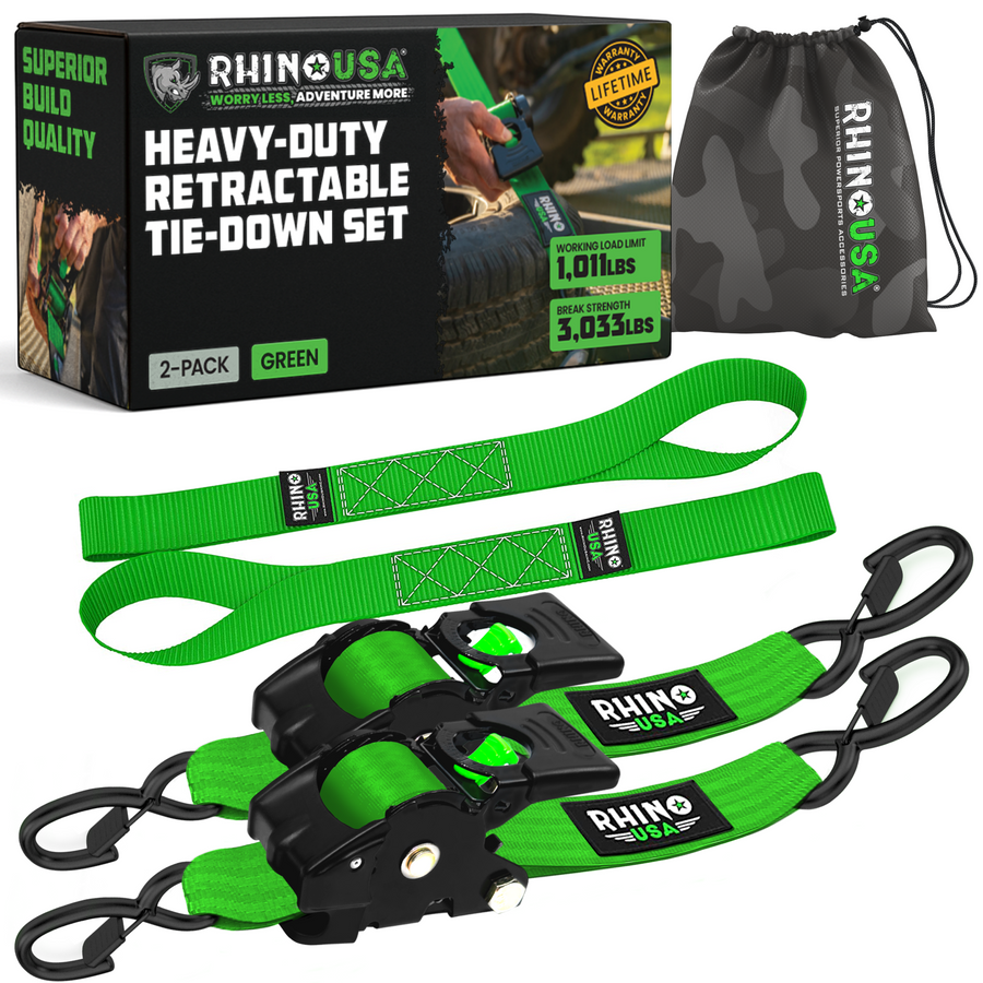 Rhino USA 2" x 10' Retractable Ratchet Straps (2-pack) - Harbor Town Honda & Polaris