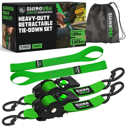 Rhino USA 2" x 10' Retractable Ratchet Straps (2-pack) - Harbor Town Honda & Polaris